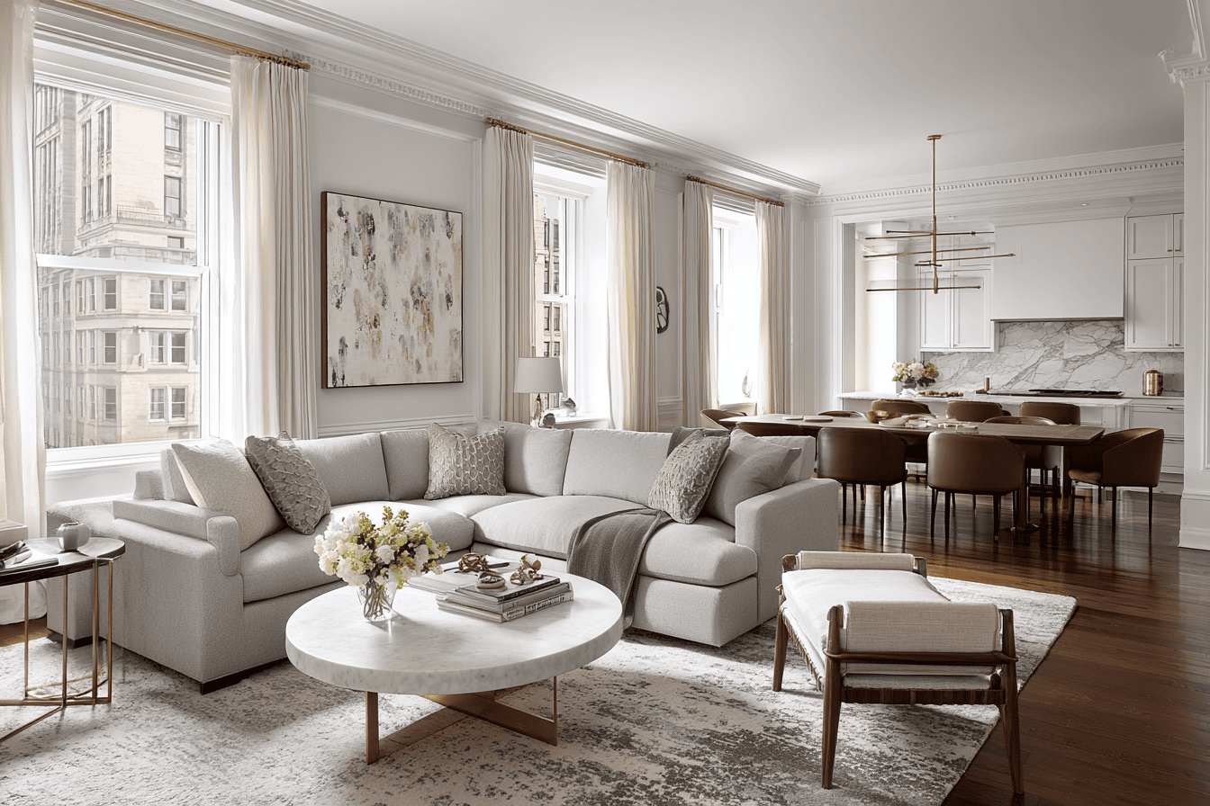 NYC apartment interior showcasing expert spatial planning and architectural integration by a full-service interior designer
