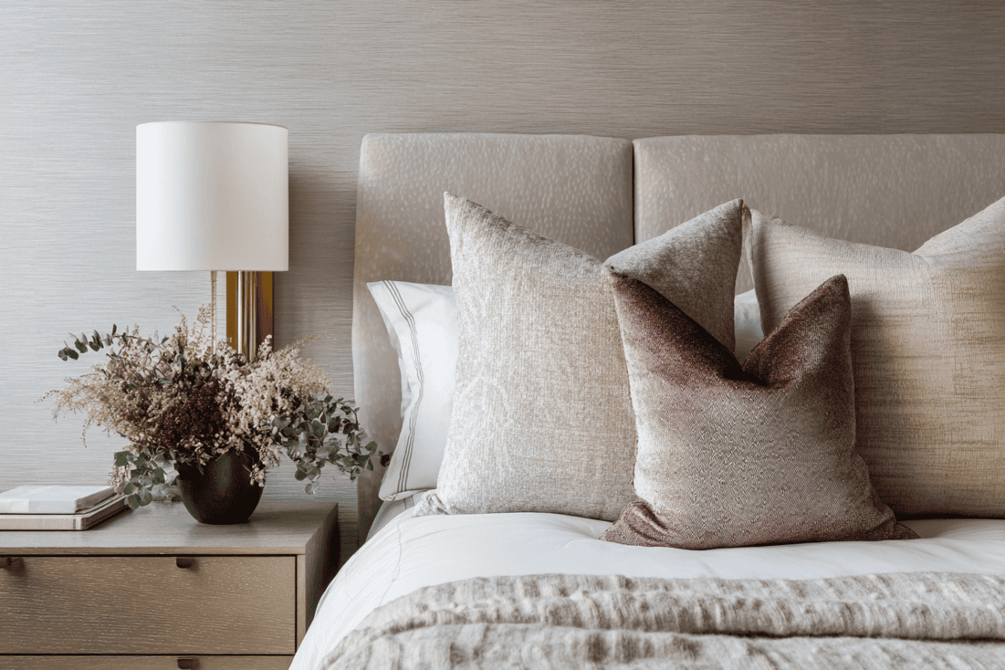 Luxury NYC bedroom completed through full-service interior design procurement and installation