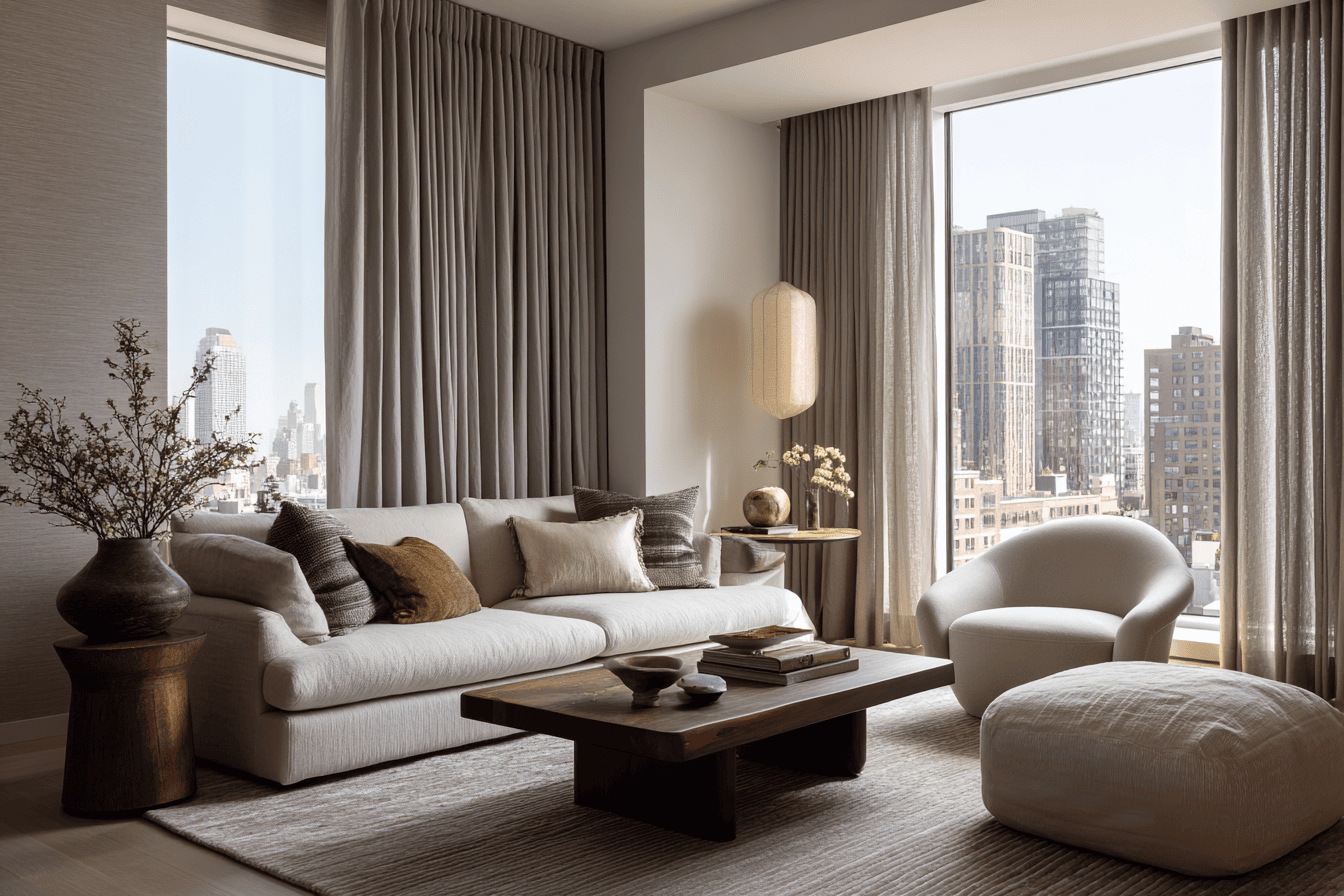 Completed luxury NYC prewar apartment interior following a full-service renovation