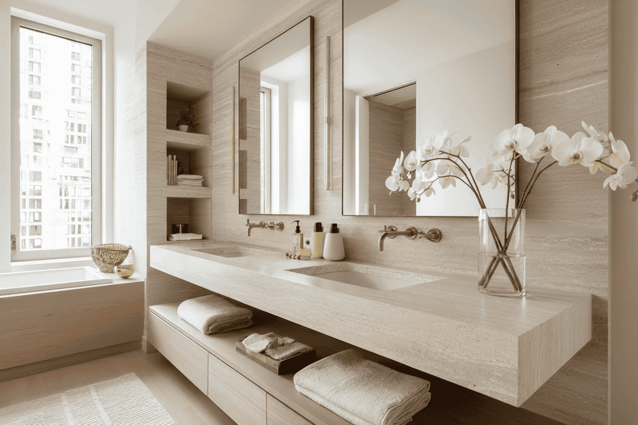 Refined NYC apartment interior showing thoughtful design adapted to real-world constraints.