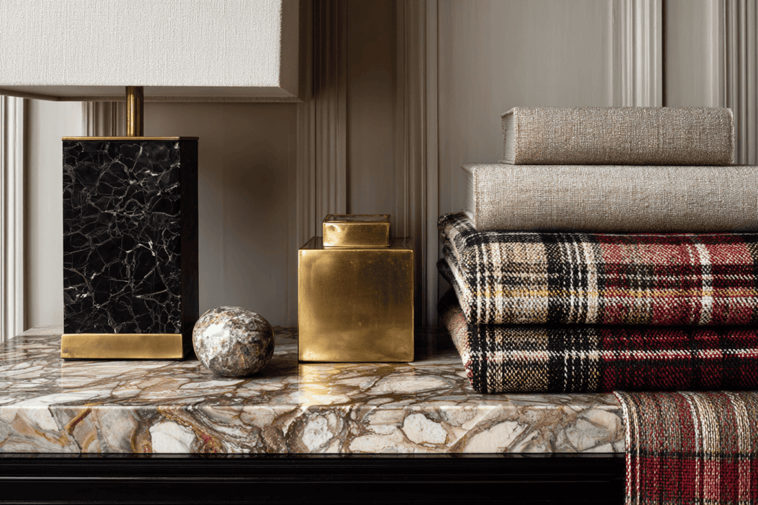 Timeless interior finishes and materials selected for durability in a high-end NYC apartment