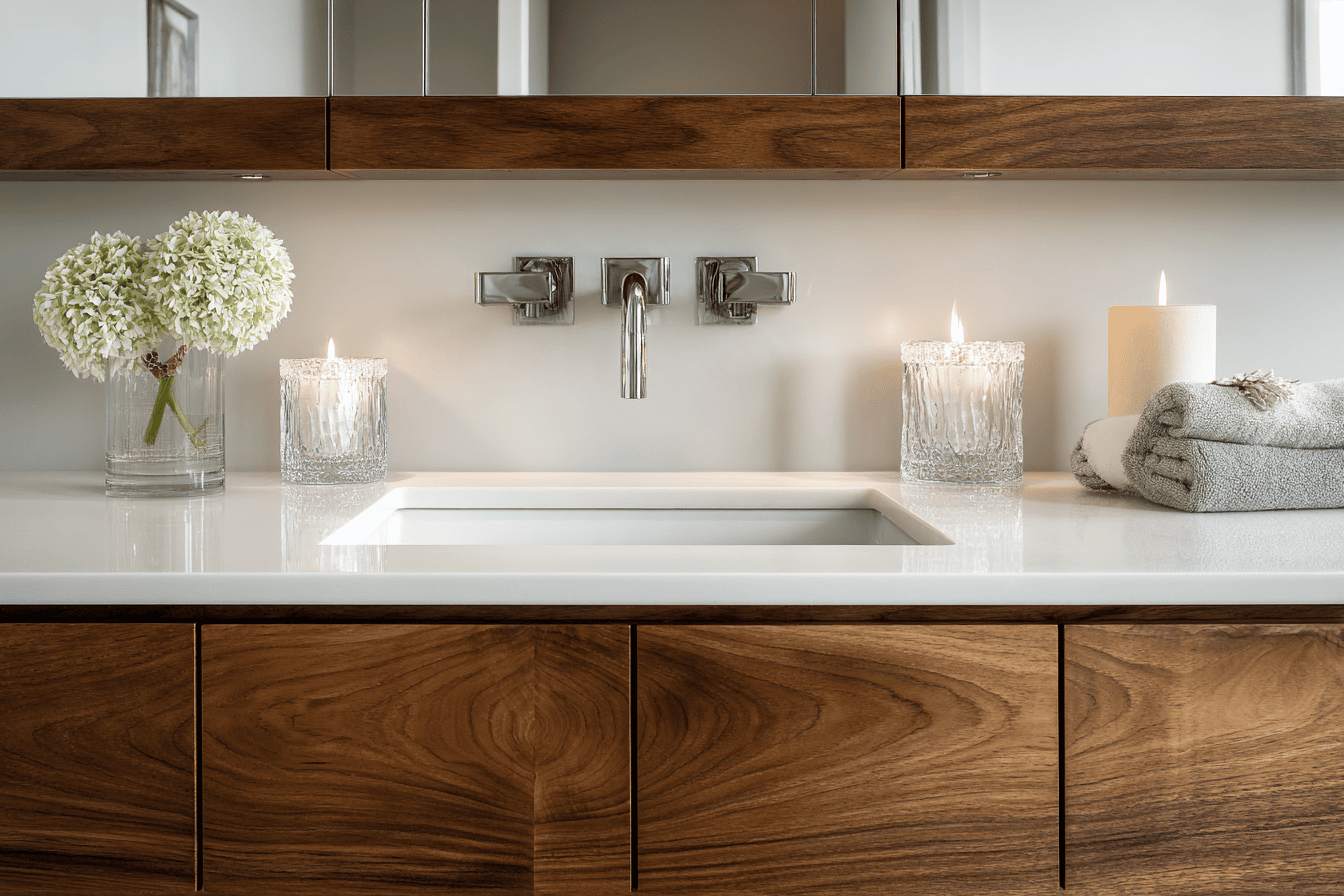 NYC townhouse bathroom illustrating coordinated design, lighting, and construction execution