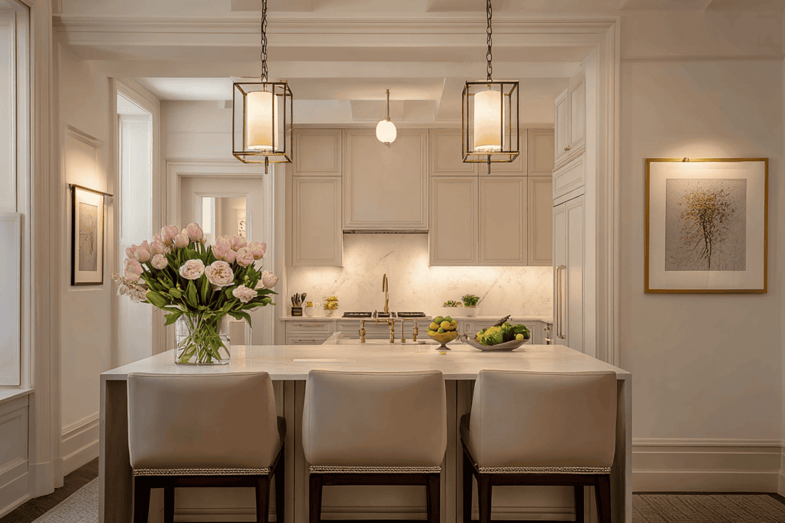 NYC apartment renovation showing exposed infrastructure and luxury material selections