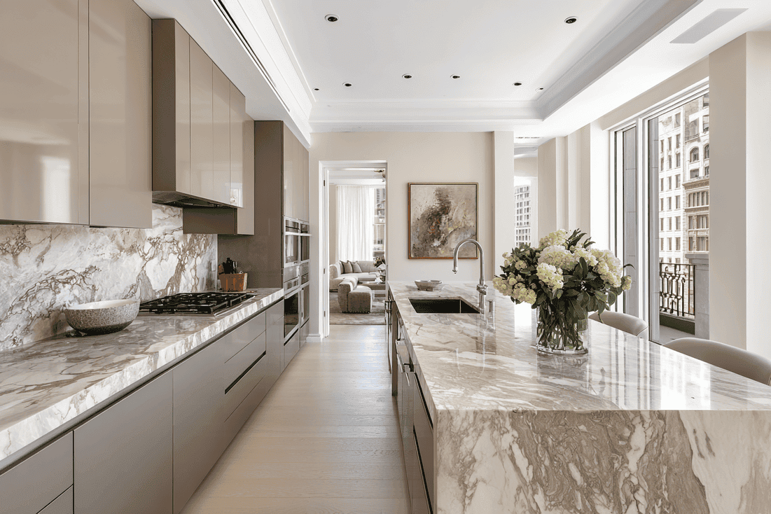 High-end NYC kitchen with custom cabinetry and seamless integrated design