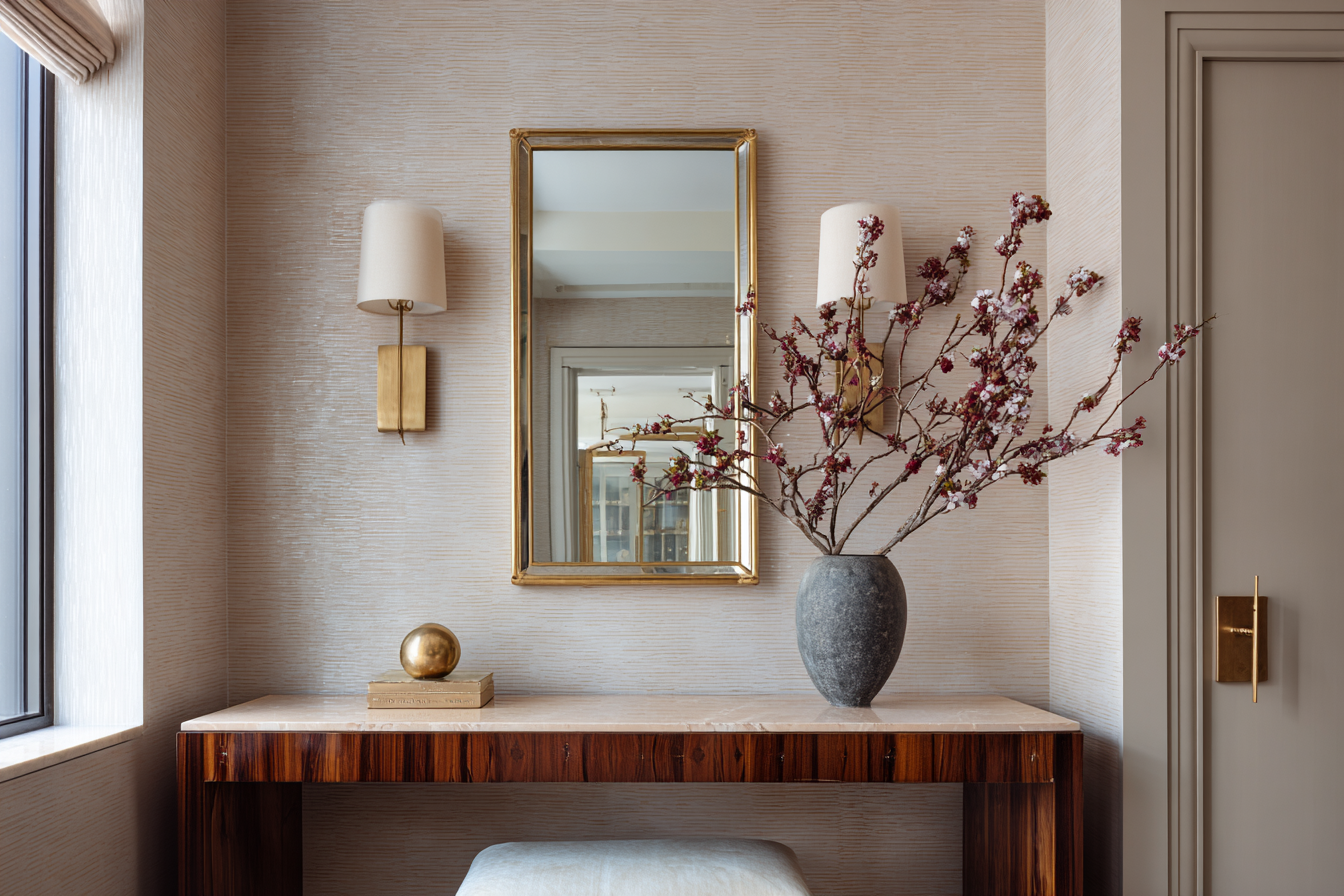Luxury NYC entryway reflecting a curated, white-glove full-service interior design experience