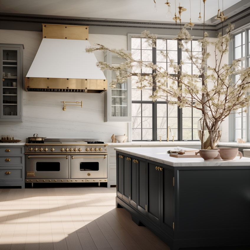 Luxury NYC kitchen with natural stone and custom wood cabinetry chosen for long-term durability