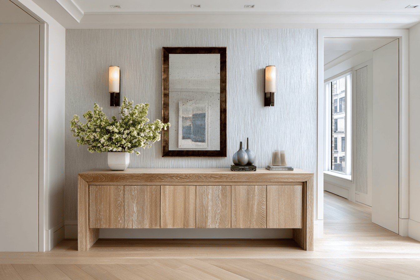 NYC apartment entryway designed with delivery, access, and building restrictions in mind