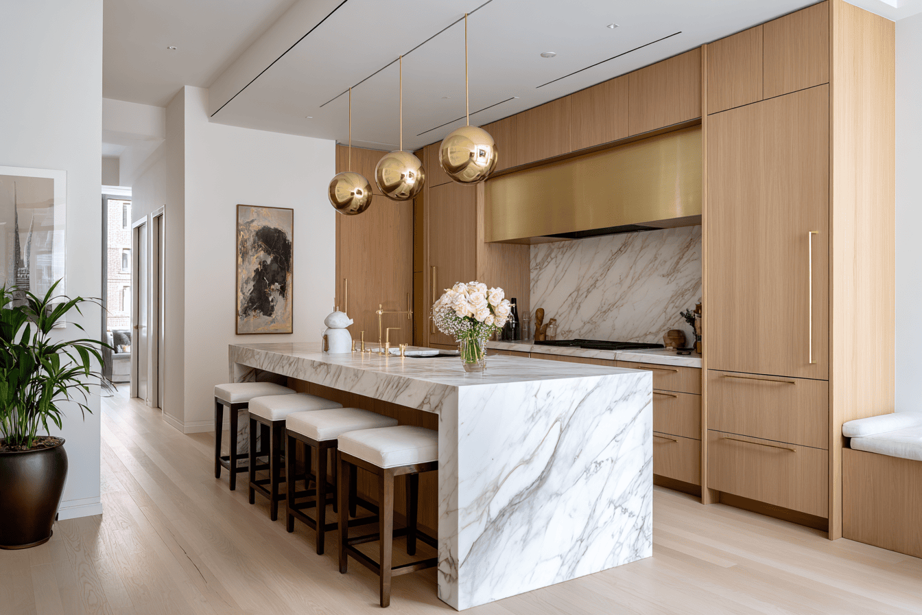 High-end NYC dining room showcasing precise furniture scaling and procurement essential for urban residential interiors.