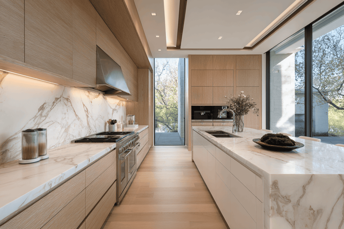 Luxury NYC prewar kitchen illustrating modern layout planning within historic constraints